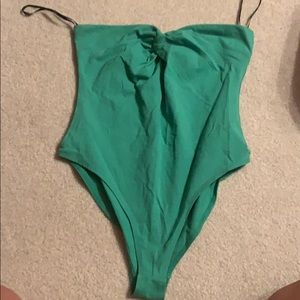 Green strapless bodysuit